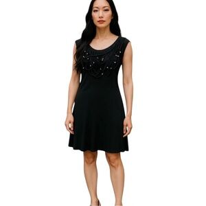From the Heart Black Beaded Neckline Dress Size M